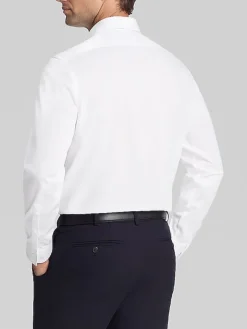 Solid Dress Shirts|White Dress Shirts-Calvin Klein Slim Fit Herringbone Dress Shirt Black