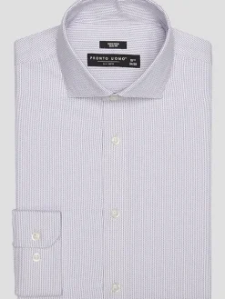 Patterned Dress Shirts|Dress Shirts-Pronto Uomo Slim Fit Herringbone Spread Collar Dress Shirt Lavender