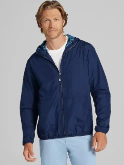 Outerwear-Con.Struct Slim Fit Hooded Windbreaker Navy Solid