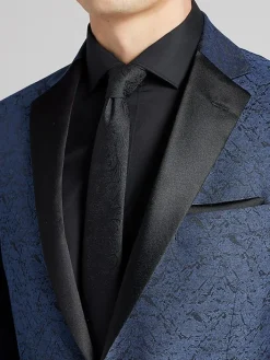 Dinner Jackets-Egara Slim Fit Jacquard Dinner Jacket Blue Jacquard