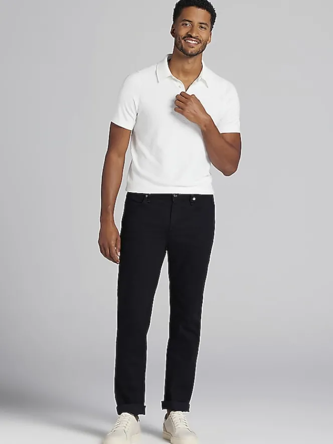 Polos|Sweaters-Awearness Kenneth Cole Slim Fit Jacquard Polo Sweater Red