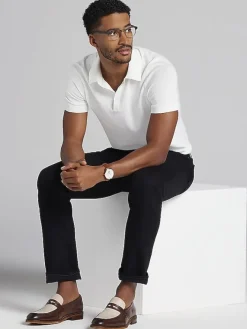 Polos|Sweaters-Awearness Kenneth Cole Slim Fit Jacquard Polo Sweater Red