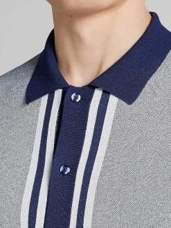 Button Up Shirts-Paisley &Amp; Gray Slim Fit Knit Button Up Shirt Navy