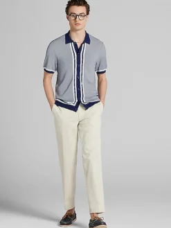 Button Up Shirts-Paisley &Amp; Gray Slim Fit Knit Button Up Shirt Navy