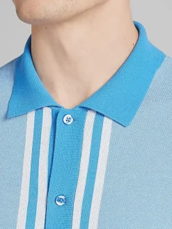 Button Up Shirts-Paisley &Amp; Gray Slim Fit Knit Button Up Shirt Light Blue