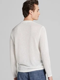 Pullovers & Layers|Sweaters-Paisley &Amp; Gray Slim Fit Mesh Knit Crewneck Sweater White