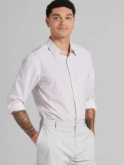 Button Up Shirts|Casual Shirts-Awearness Kenneth Cole Slim Fit Mini Fleur Cross 4-Way Stretch Button Up Shirt Pink