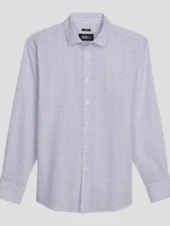 Button Up Shirts|Long Sleeve Button Up Shirts-Awearness Kenneth Cole Slim Fit Mini Floral 4-Way Stretch Button Up Shirt Lavender