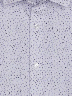 Button Up Shirts|Long Sleeve Button Up Shirts-Awearness Kenneth Cole Slim Fit Mini Floral 4-Way Stretch Button Up Shirt Lavender