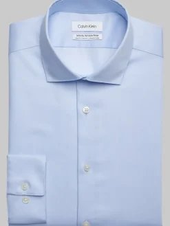 Solid Dress Shirts|Designer Dress Shirts-Calvin Klein Slim Fit Non-Iron Cotton Twill Dress Shirt Sky Blue