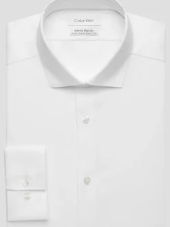 Solid Dress Shirts|White Dress Shirts-Calvin Klein Slim Fit Non-Iron Dress Shirt Black