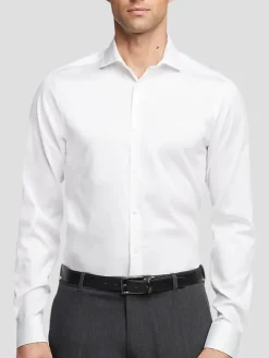 Solid Dress Shirts|White Dress Shirts-Calvin Klein Slim Fit Non-Iron Dress Shirt Black