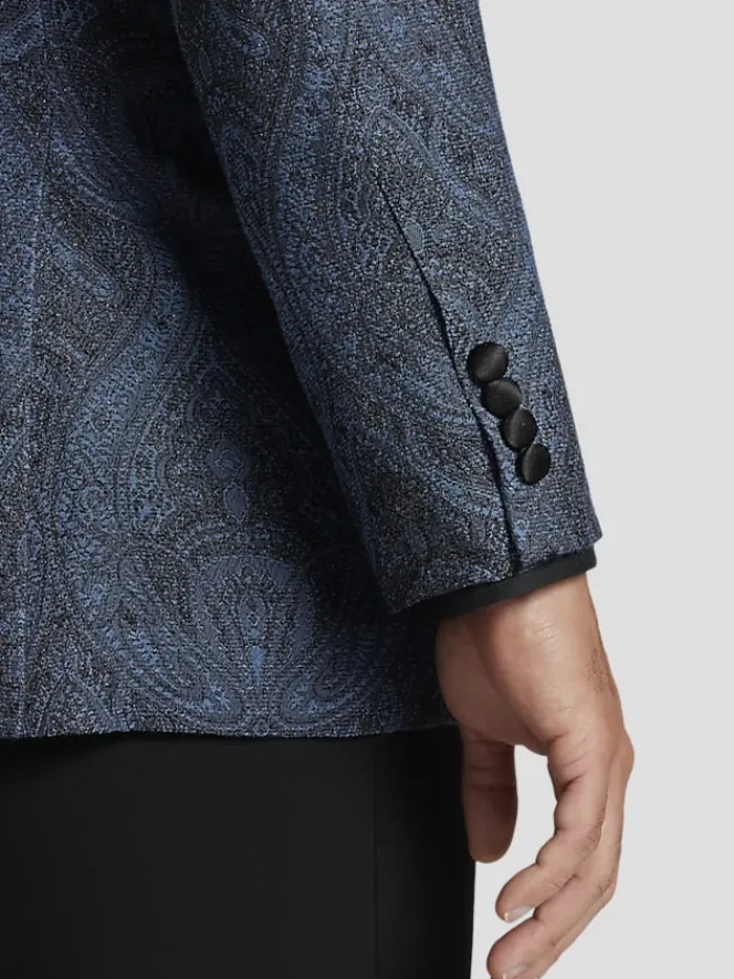 Dinner Jackets|Sport Coats-Egara Slim Fit Paisley Dinner Jacket Blue Paisley