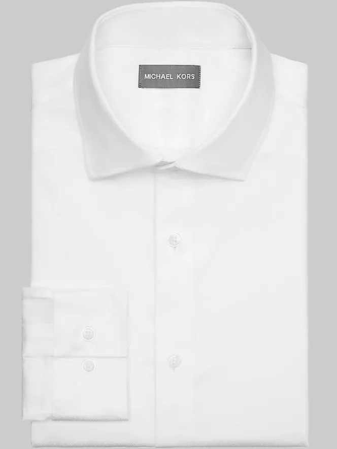 Solid Dress Shirts|White Dress Shirts-Michael Kors Slim Fit Passport Dress Shirt Gray