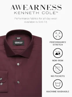 Solid Dress Shirts|White Dress Shirts-Awearness Kenneth Cole Slim Fit Performance Dress Shirt White