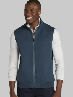 Outerwear|Casual Jackets & Vests-Awearness Kenneth Cole Slim Fit Performance Full Zip Vest Black