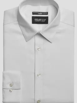Designer Dress Shirts|Solid Dress Shirts-Awearness Kenneth Cole Slim Fit Performance Point Collar Dress Shirt White Solid