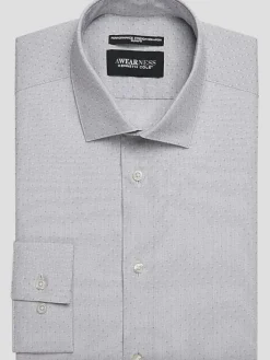 Patterned Dress Shirts|Designer Dress Shirts-Awearness Kenneth Cole Slim Fit Performance Stretch Dress Shirt Gray Check