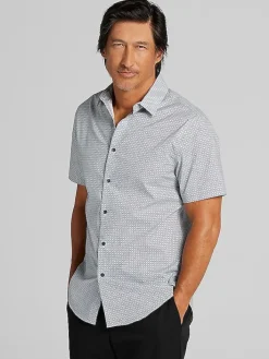 Button Up Shirts|Casual Shirts-Awearness Kenneth Cole Slim Fit Performance 4-Way Stretch Button Up Shirt Navy
