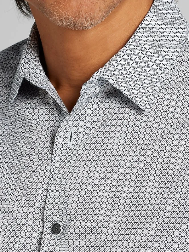 Button Up Shirts|Casual Shirts-Awearness Kenneth Cole Slim Fit Performance 4-Way Stretch Button Up Shirt Navy