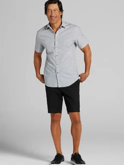 Button Up Shirts|Casual Shirts-Awearness Kenneth Cole Slim Fit Performance 4-Way Stretch Button Up Shirt Navy