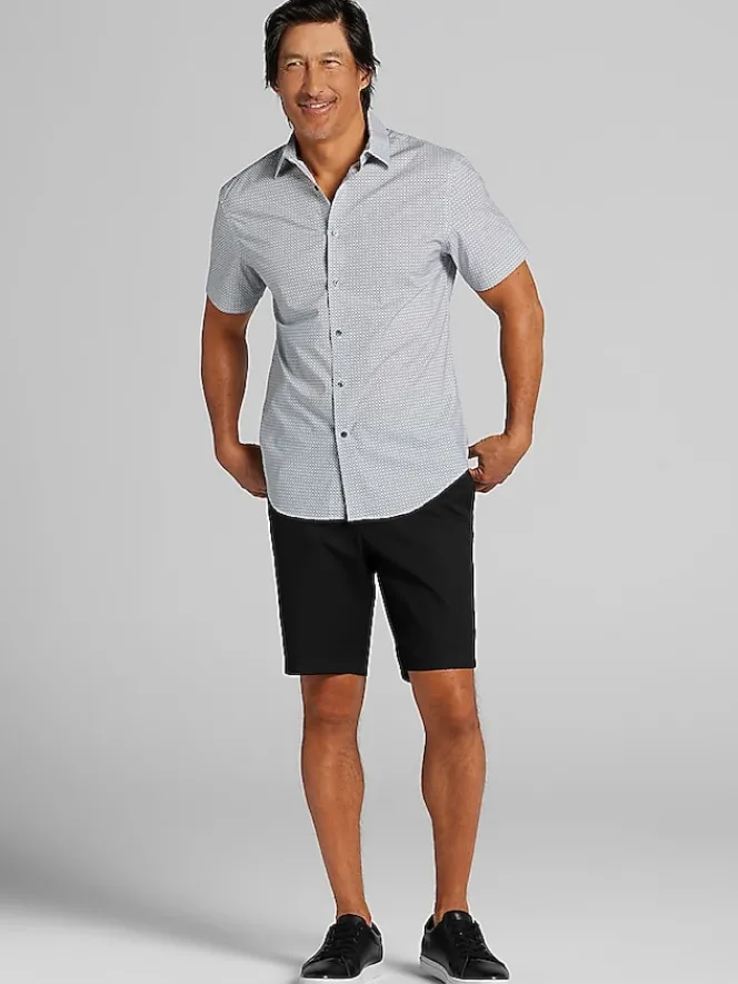 Button Up Shirts|Casual Shirts-Awearness Kenneth Cole Slim Fit Performance 4-Way Stretch Button Up Shirt Navy