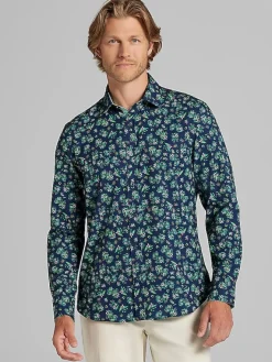 Button Up Shirts|Long Sleeve Button Up Shirts-Con.Struct Slim Fit Performance 4-Way Stretch Button Up Shirt Navy