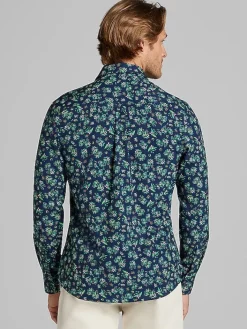 Button Up Shirts|Long Sleeve Button Up Shirts-Con.Struct Slim Fit Performance 4-Way Stretch Button Up Shirt Navy