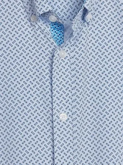 Button Up Shirts-Con.Struct Slim Fit Performance 4-Way Stretch Short Sleeve Button Up Shirt Light Blue