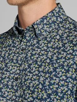 Button Up Shirts-Con.Struct Slim Fit Performance 4-Way Stretch Button Up Shirt Navy