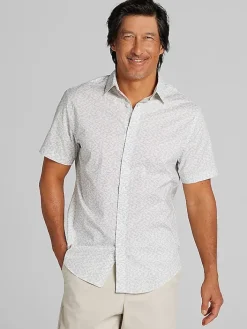 Button Up Shirts|Casual Shirts-Awearness Kenneth Cole Slim Fit Performance 4-Way Stretch Button Up Shirt Yellow