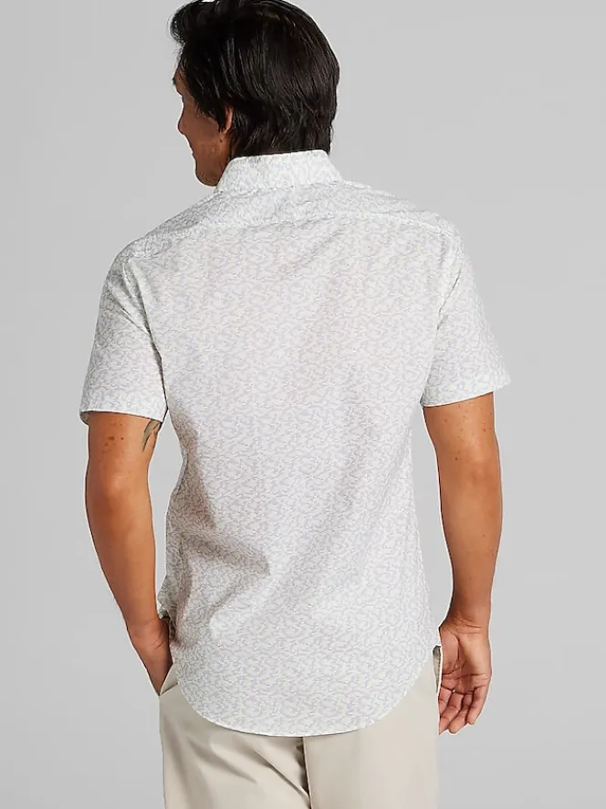 Button Up Shirts|Casual Shirts-Awearness Kenneth Cole Slim Fit Performance 4-Way Stretch Button Up Shirt Yellow