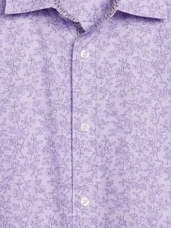 Button Up Shirts|Long Sleeve Button Up Shirts-Con.Struct Slim Fit Performance 4-Way Stretch Button Up Shirt Purple