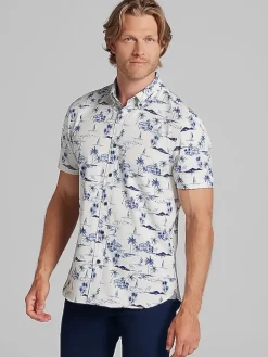 Button Up Shirts-Con.Struct Slim Fit Performance 4-Way Stretch Button Up Shirt Natural