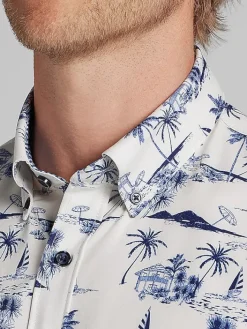 Button Up Shirts-Con.Struct Slim Fit Performance 4-Way Stretch Button Up Shirt Natural