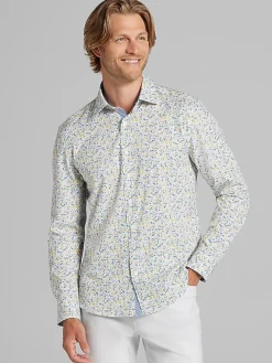 Button Up Shirts|Long Sleeve Button Up Shirts-Con.Struct Slim Fit Performance 4-Way Stretch Button Up Shirt Yellow