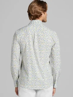 Button Up Shirts|Long Sleeve Button Up Shirts-Con.Struct Slim Fit Performance 4-Way Stretch Button Up Shirt Yellow