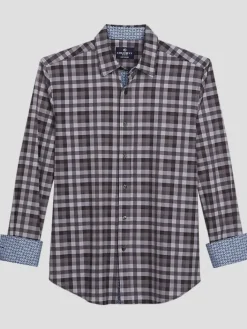 Button Up Shirts|Long Sleeve Button Up Shirts-Con.Struct Slim Fit Performance 4-Way Stretch Button Up Shirt Grey