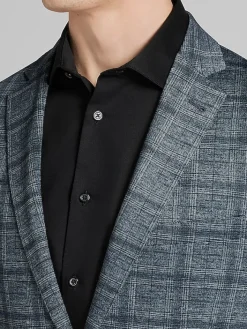 Sport Coats|Sport Coats-Awearness Kenneth Cole Slim Fit Plaid Knit Sport Coat Indigo Plaid Knit