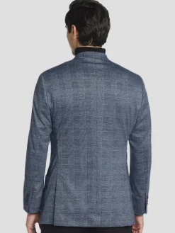 Sport Coats|Sport Coats-Awearness Kenneth Cole Slim Fit Plaid Knit Sport Coat Blue Plaid
