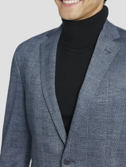 Sport Coats|Sport Coats-Awearness Kenneth Cole Slim Fit Plaid Knit Sport Coat Blue Plaid