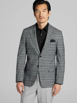 Sport Coats|Sport Coats-Calvin Klein Slim Fit Plaid Sport Coat Grey/Blue Plaid