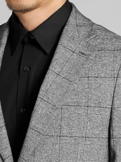 Sport Coats|Sport Coats-Calvin Klein Slim Fit Plaid Sport Coat Grey/Blue Plaid
