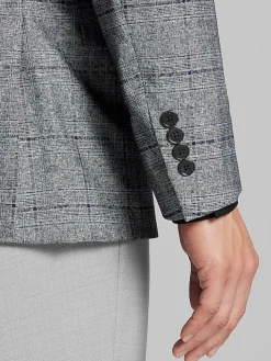 Sport Coats|Sport Coats-Calvin Klein Slim Fit Plaid Sport Coat Grey/Blue Plaid