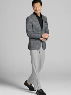 Sport Coats|Sport Coats-Calvin Klein Slim Fit Plaid Sport Coat Grey/Blue Plaid