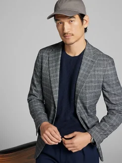 Sport Coats|Sport Coats-Calvin Klein Slim Fit Plaid Sport Coat Grey/Blue Plaid