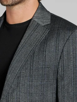 Sport Coats|Sport Coats-Calvin Klein Slim Fit Plaid Sport Coat Charcoal Plaid