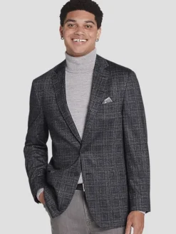 Sport Coats|Sport Coats-Awearness Kenneth Cole Slim Fit Plaid Sport Coat Blue/Grey Plaid