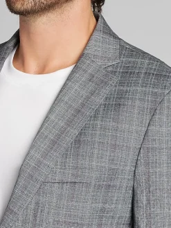 Sport Coats|Sport Coats-Calvin Klein Slim Fit Plaid Sport Coat Gray Plaid
