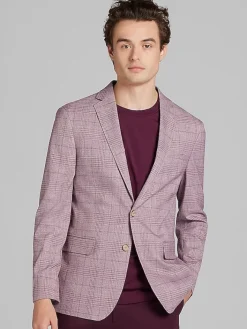 Sport Coats|Sport Coats-JOE Joseph Abboud Slim Fit Plaid Sport Coat Mauve Plaid